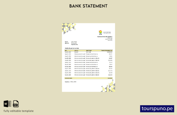 listo para imprimir plantilla de word   extracto bancario internacional de Kurdi